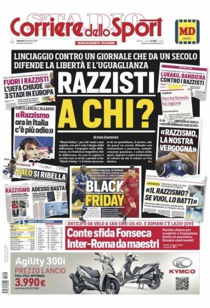 Football News Corriere Dello Sport Lash Out At Black Friday Headline Anger Eurosport