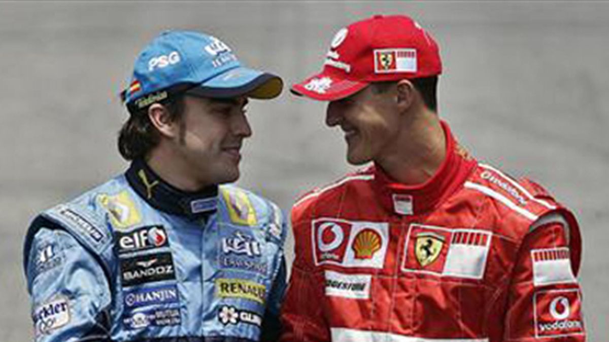 FORMULA 1 2006 GP Brasil Alonso Schumacher Apretón de manos previo a la carrera