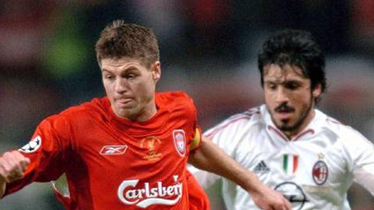 FOOTBALL Champions League final 2005 Milan Liverpool Gerrard Gattuso