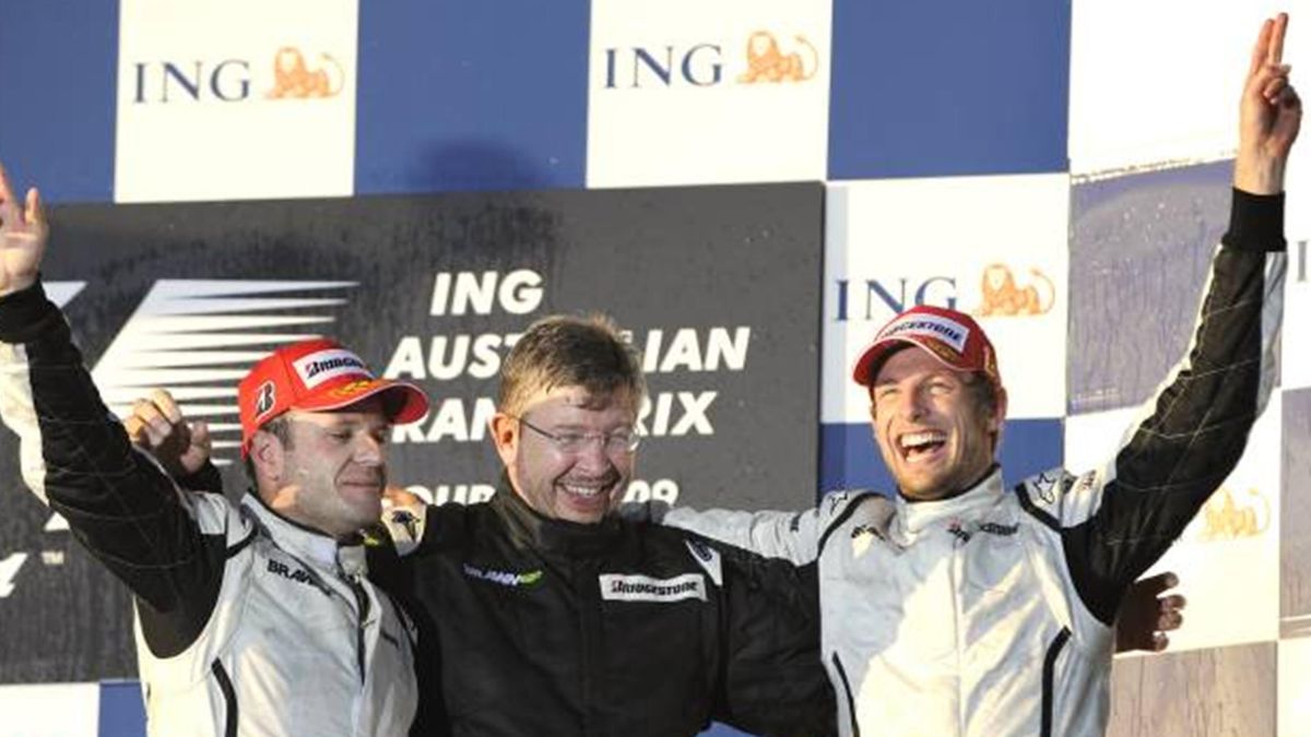 FORMULA 1 2009 Australian GP Brawn GP Ross Brawn, Rubens Barrichello, Jenson Button