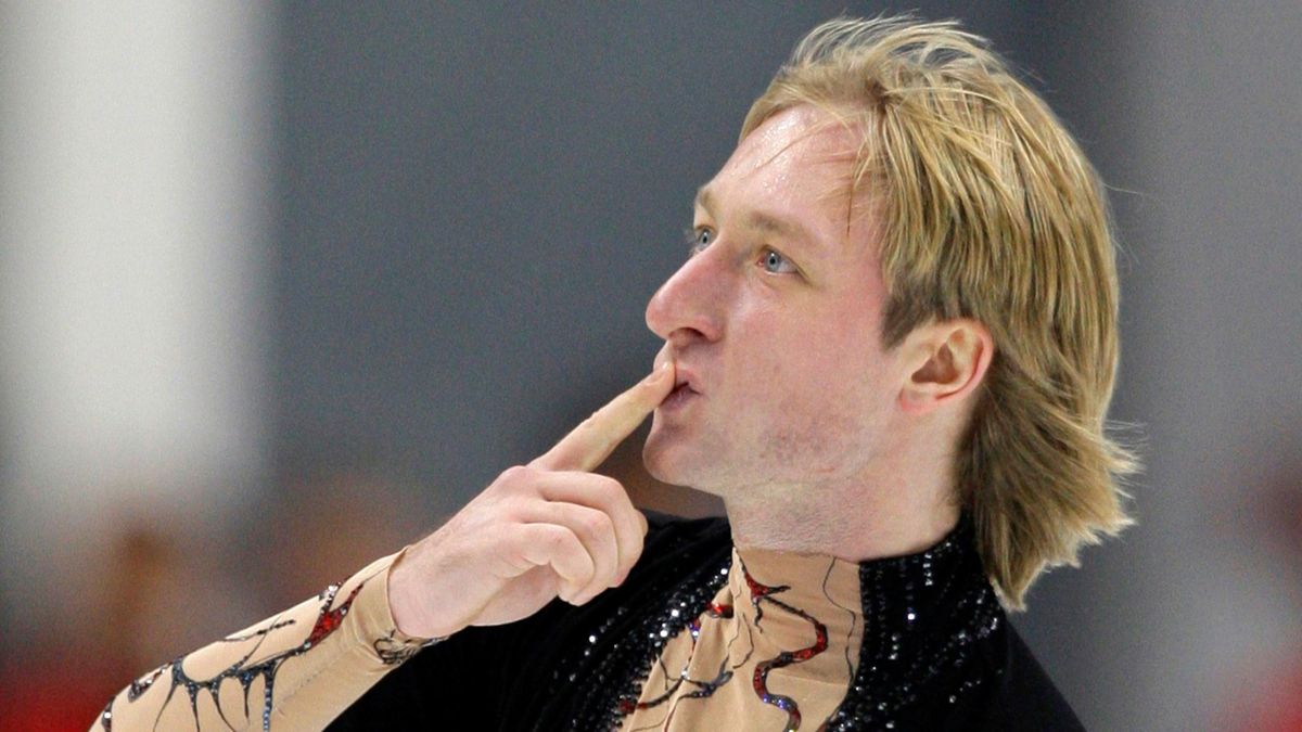 Evgeni Plushenko of Russia reacts after performing during the Men?s Free Program at the ISU Grand Prix of Figure Skating Cup of Russia in Moscow