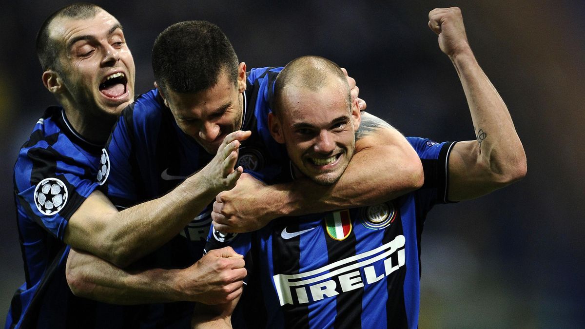 2009-10 Champions League Internazionale Pandev Lucio Sneijder