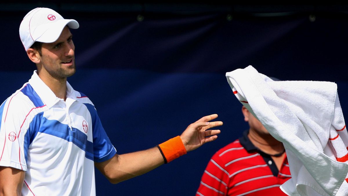 Djokovic of Serbia reacts during their semi-final match at the ATP Dubai Tennis Championships