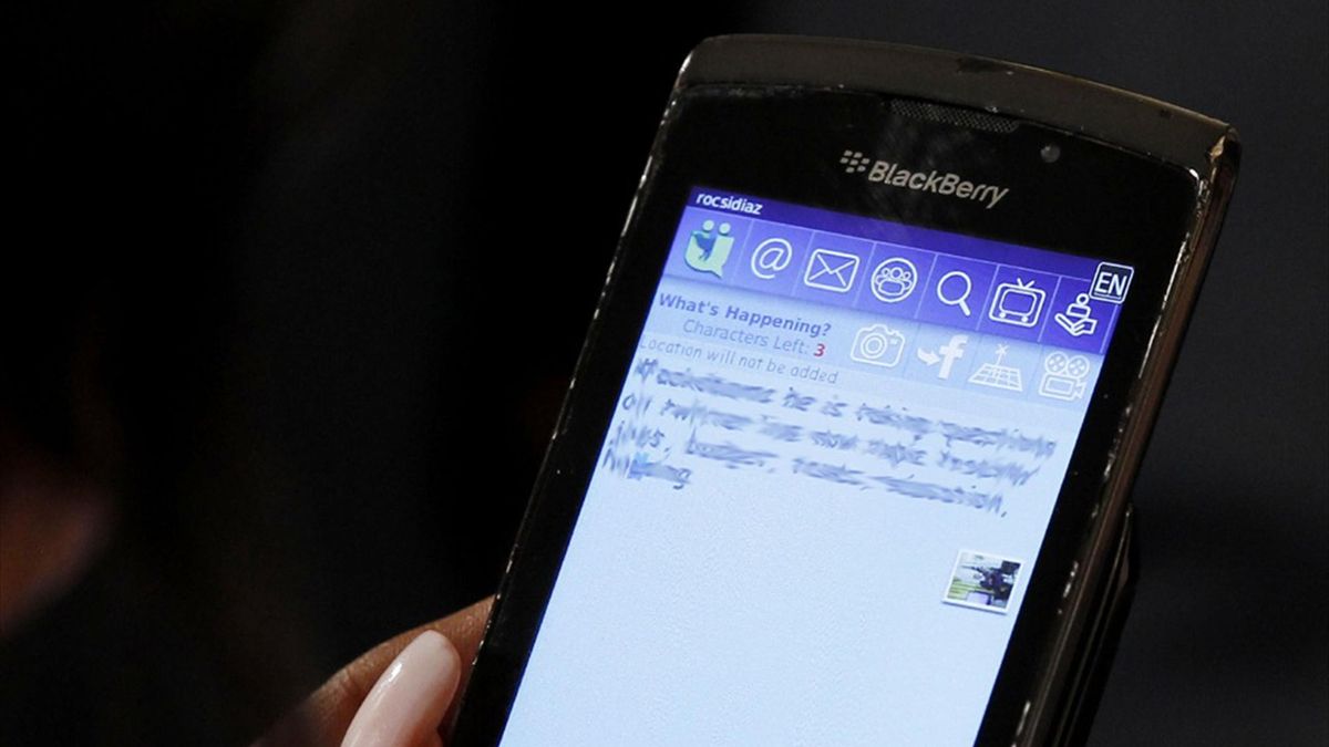 A woman tweets using a mobile phone (Reuters)