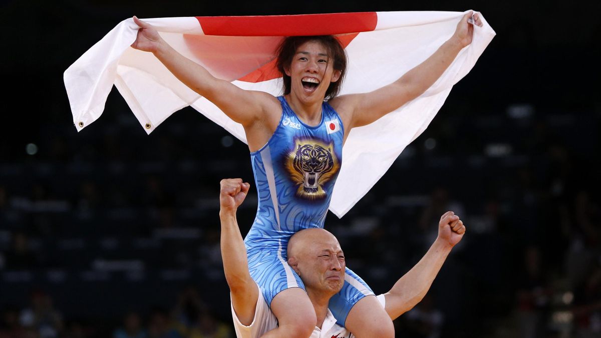 Japan's Saori Yoshida reacts after defeating Canada's Tonya Lynn Verbeek on the final of the Women's 55Kg Freestyle wrestling at the ExCel venue during the London 2012 Olympic Games (Reuters)