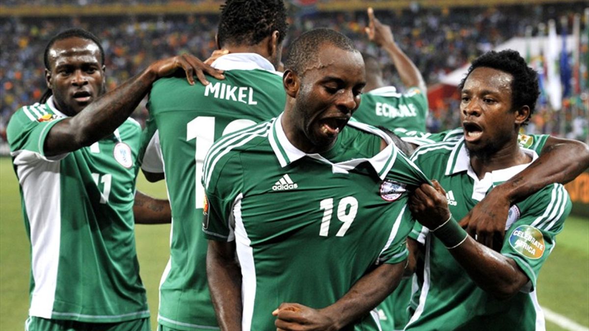 Nigeria's Sunday Mba and team-mates celebrate in the final (AFP)