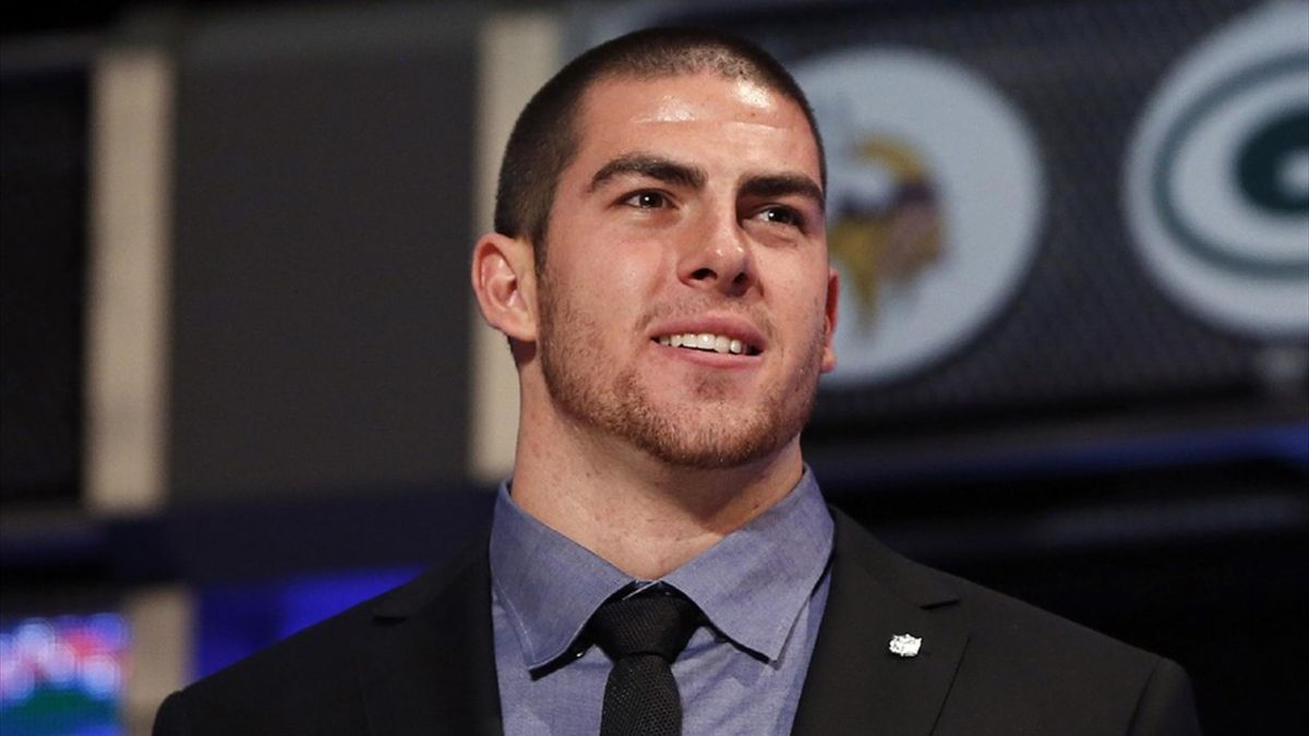 Eric Fisher from Central Michigan University stands on stage during a photo opportunity with top prospects at New York's Radio City Music Hall before the start of the 2013 NFL Draft (Reuters)