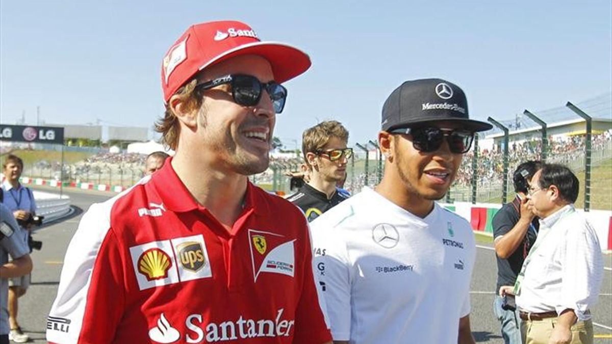 Alonso y Hamilton antes de la carrera del GP de Japón