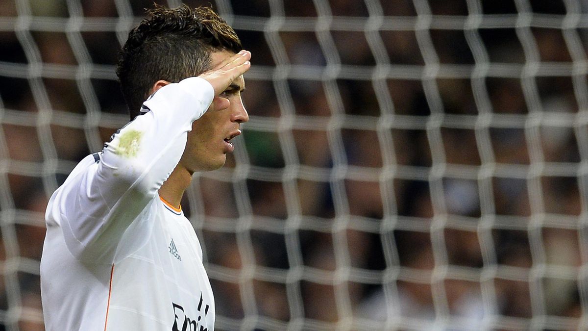 Cristiano Ronaldo salutes after scoring for Real Madrid in a response to Sepp Blatter (Getty)