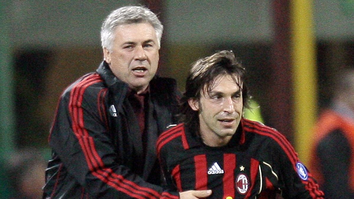Ancelotti and Pirlo during their time at AC Milan