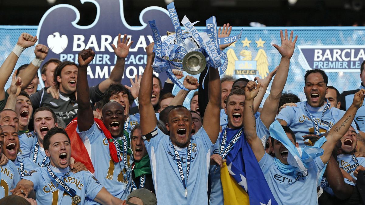 Manchester City win Premier League in 2012.