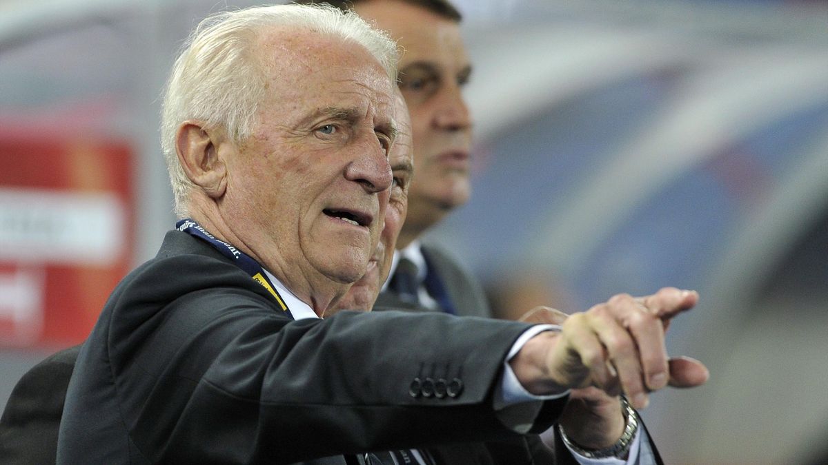 Ireland's head coach Giovanni Trapattoni of Italy reacts during the World Cup 2014 qualification group C soccer match between Austria and Ireland in Vienna, Austria, on Tuesday, Sept. 10, 2013. (AP Photo/Hans Punz)