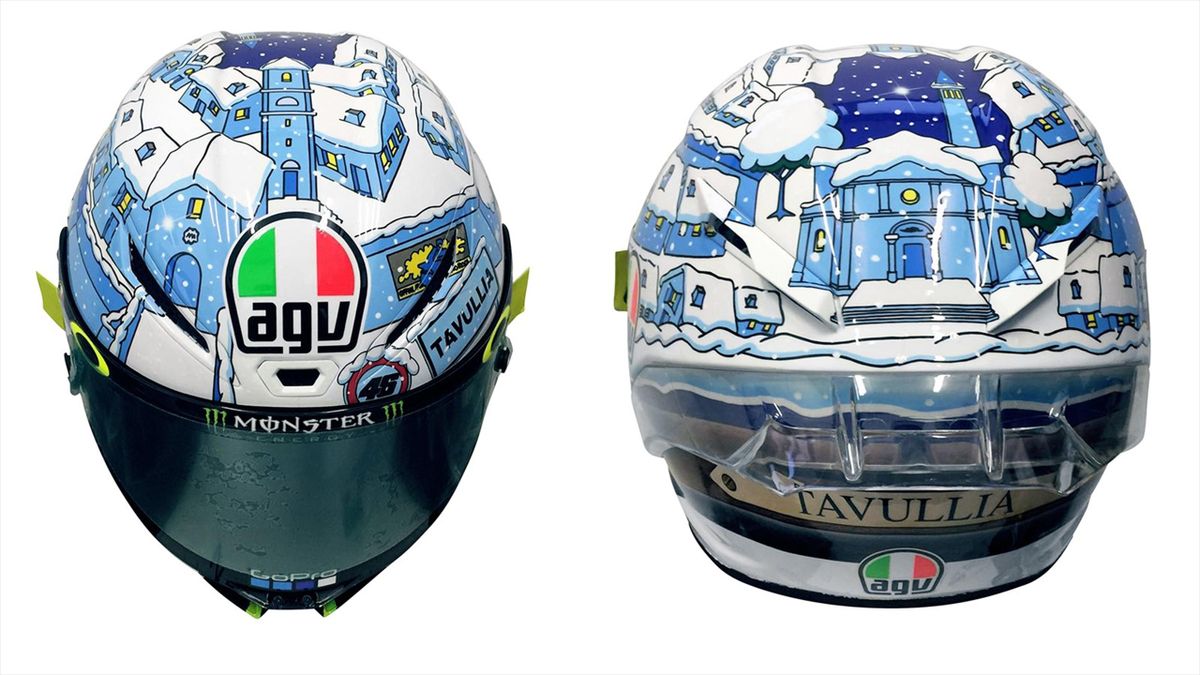 Rossi inaugura i test invernali con un nuovo casco “di stagione”: Tavulla  innevata - Eurosport