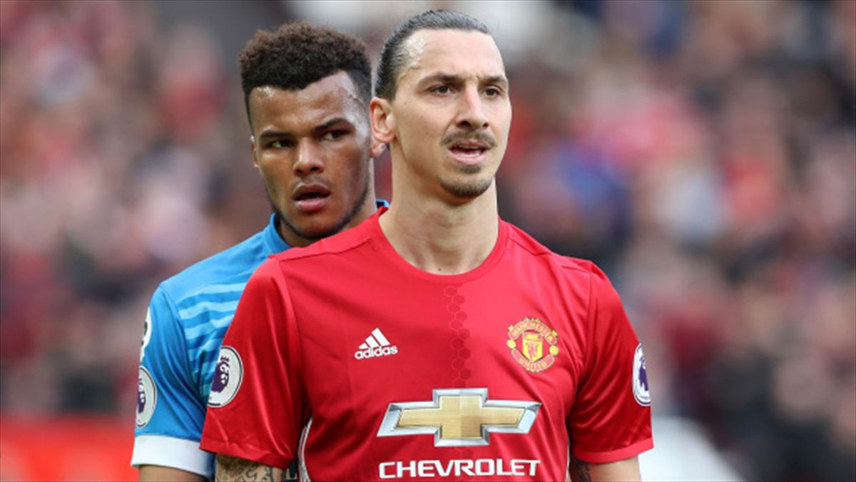 Zlatan Ibrahimovic, right, and Tyrone Mings, left, clashed at Old Trafford