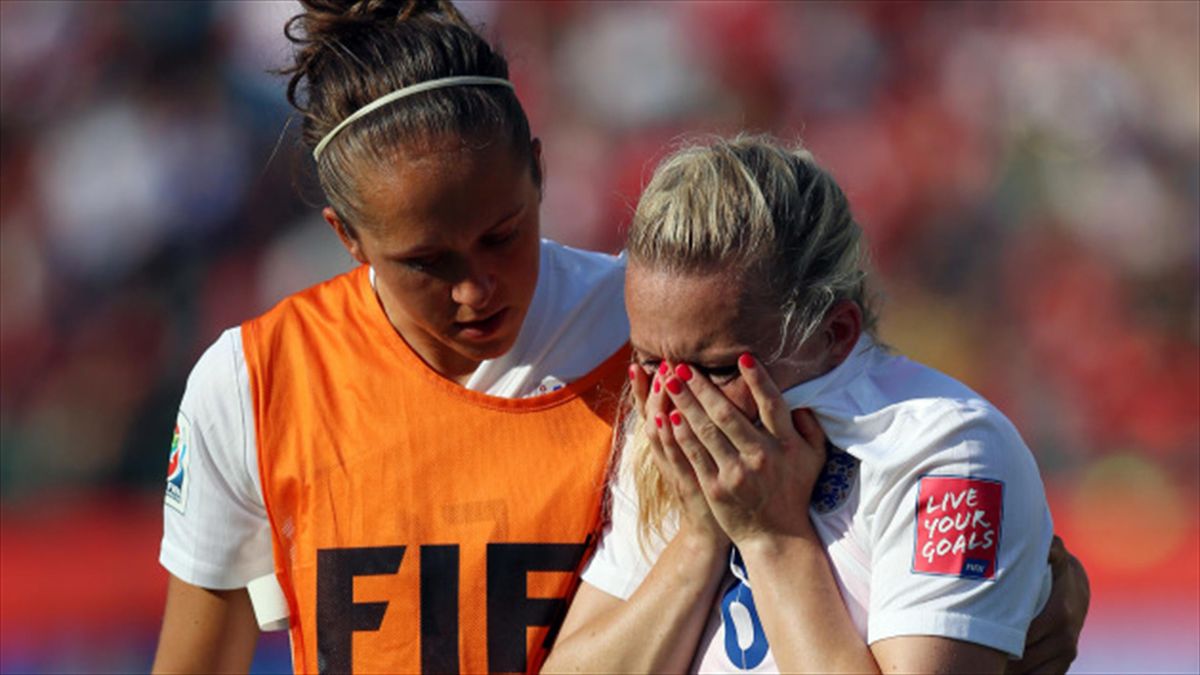 Laura Bassett (right) scored a late own goal that saw England knocked out of the World Cup semi-finals in 2015.