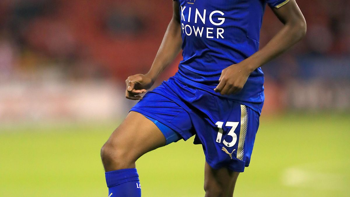 leicester forward ahmed musa heads back