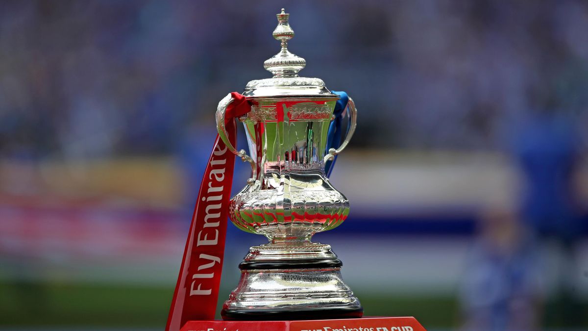 A general view of the FA Cup trophy during the Emirates FA Cup Final at Wembley Stadium, London.