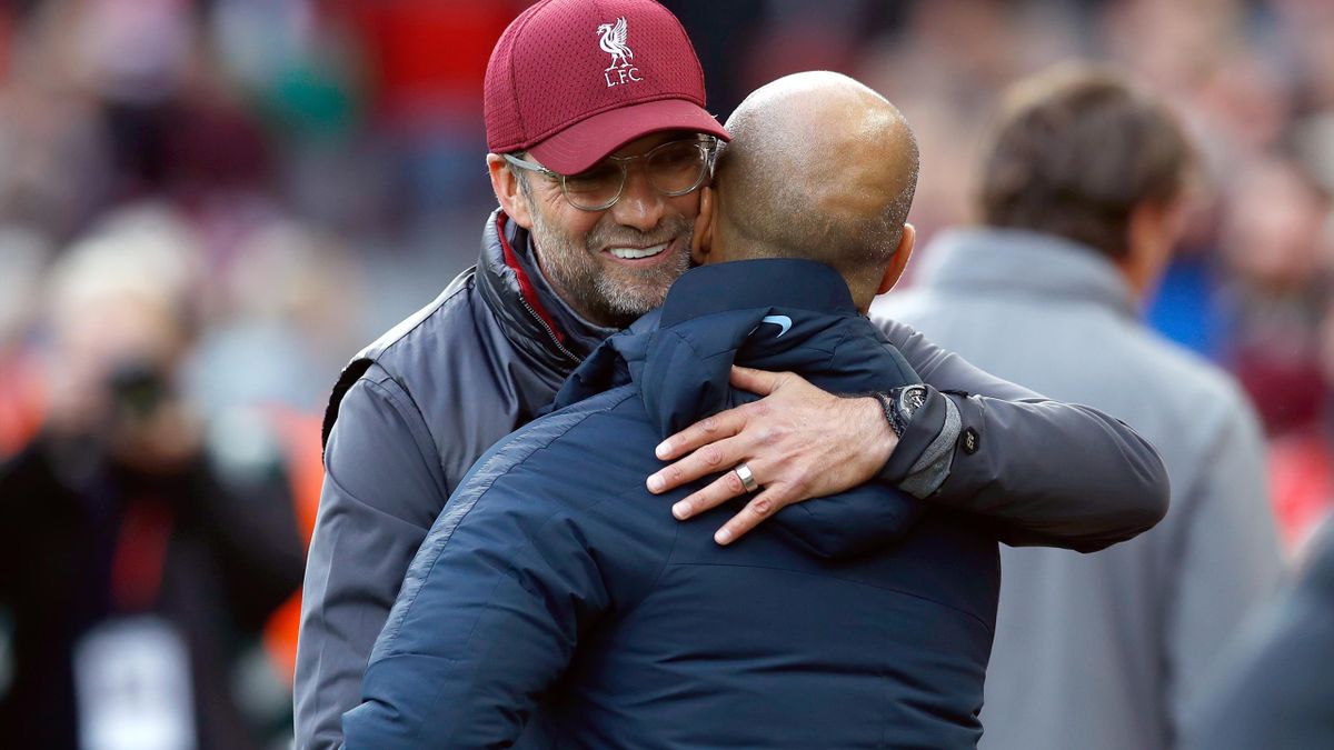 Jurgen Klopp, left, and Pep Guardiola have talked up each other's sides ahead of Thursday's clash