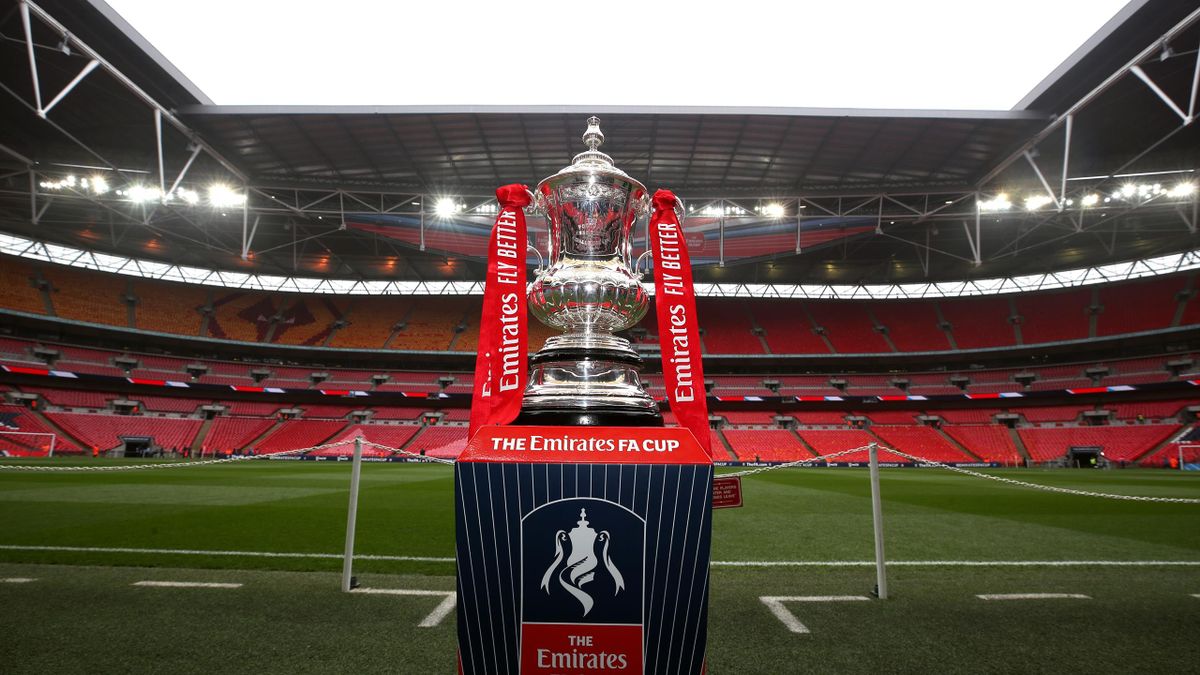 The FA Cup trophy at Wembley Stadium