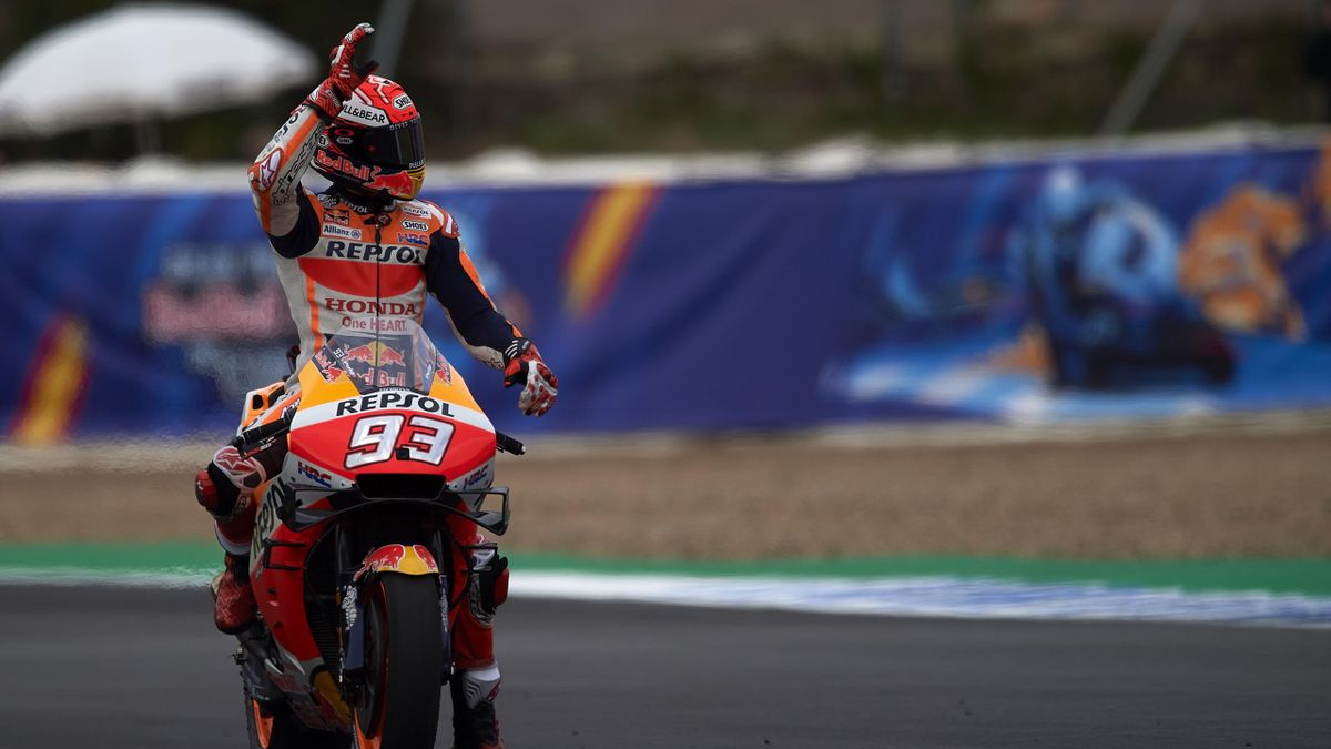 Repsol Honda's Marc Marquez leads the way in France