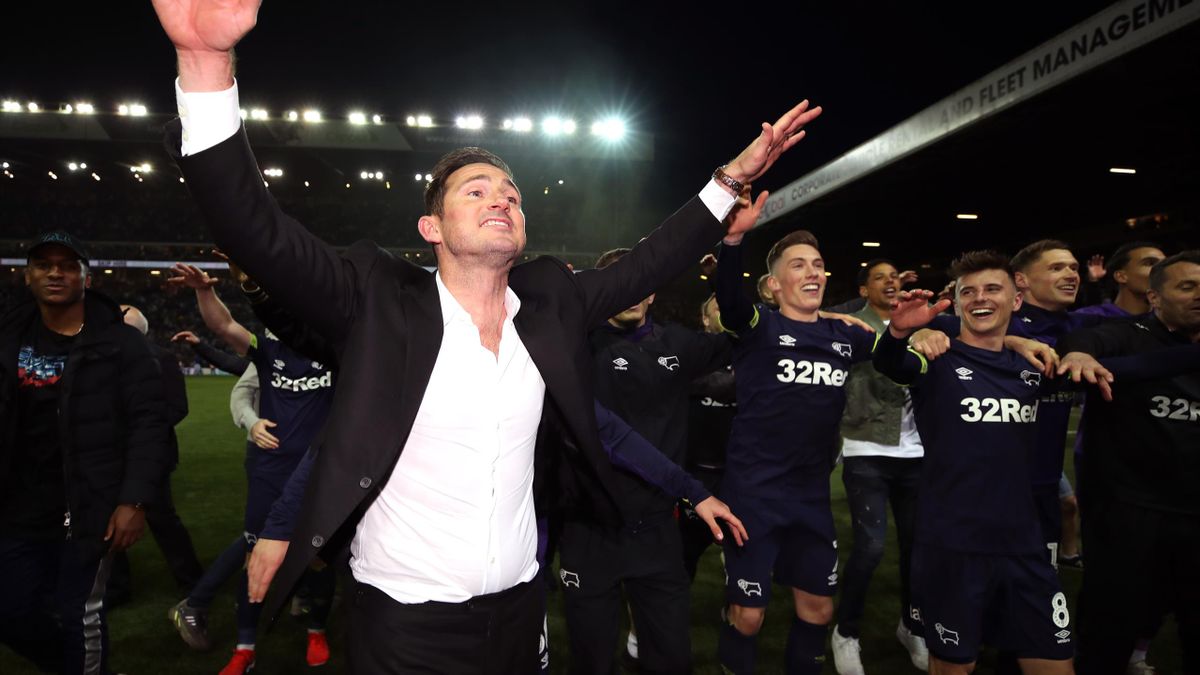 Derby manager Frank Lampard will be hoping to celebrate a play-off final victory over Aston Villa
