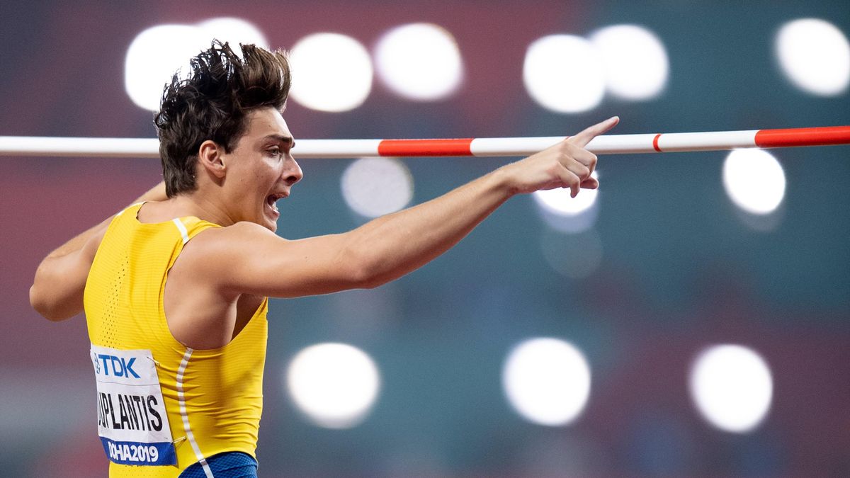 Armand Duplantis breaks own world record in men's pole vault to