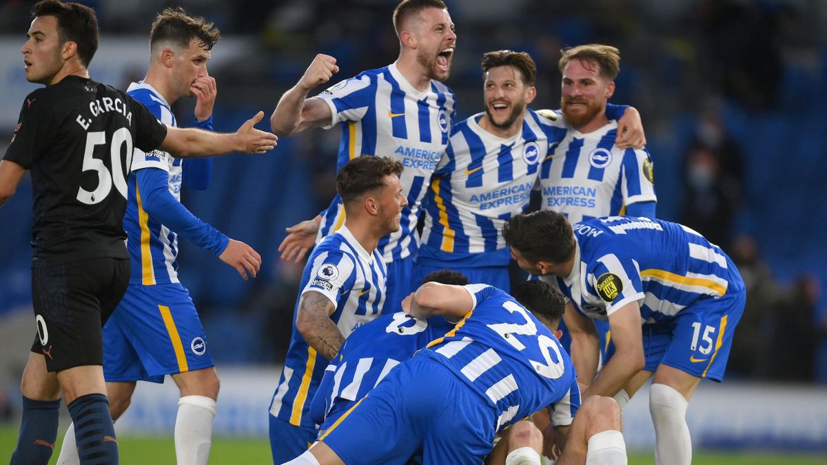 Brighton 3-2 Manchester City Champions suffer defeat to Seagulls as Cancelo sees first half red card