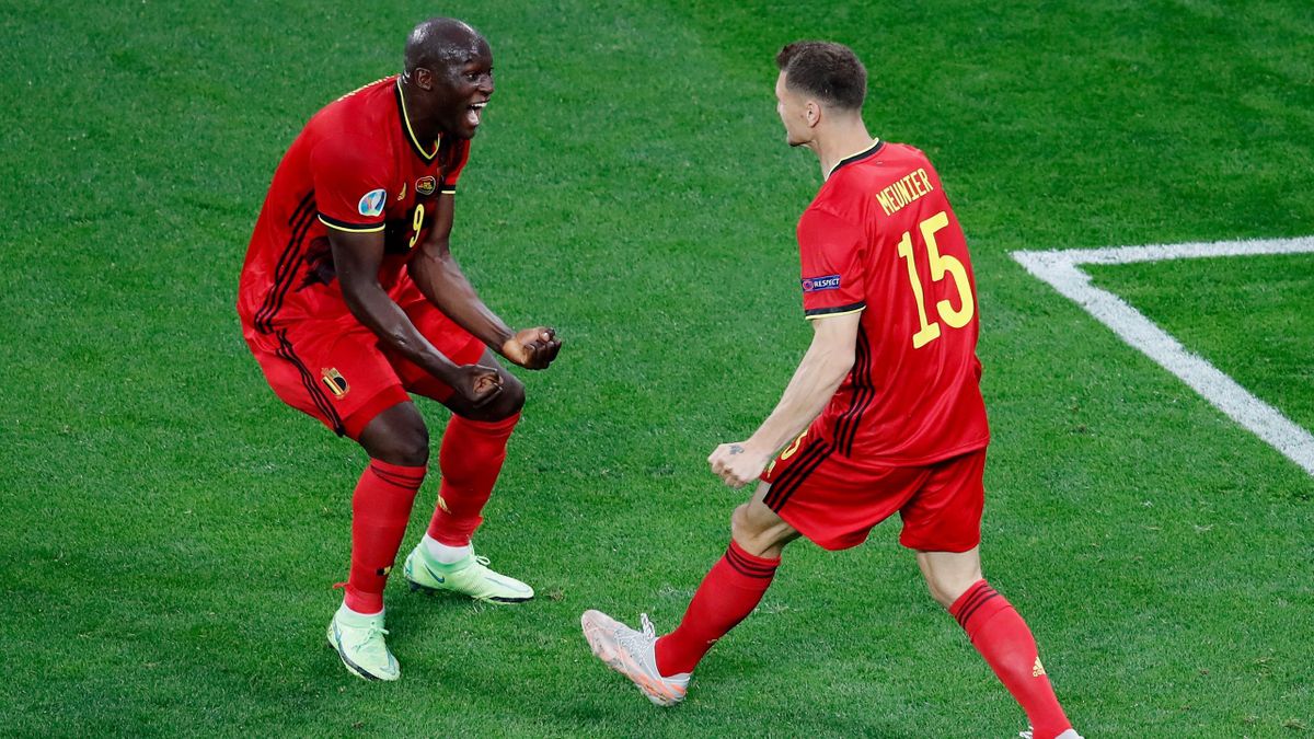 Lukaku celebra su gol en el Bélgica-Rusia