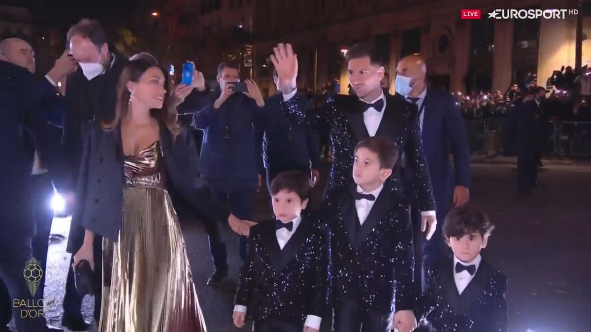 Messi and sons rock matching shiny suits on red carpet
