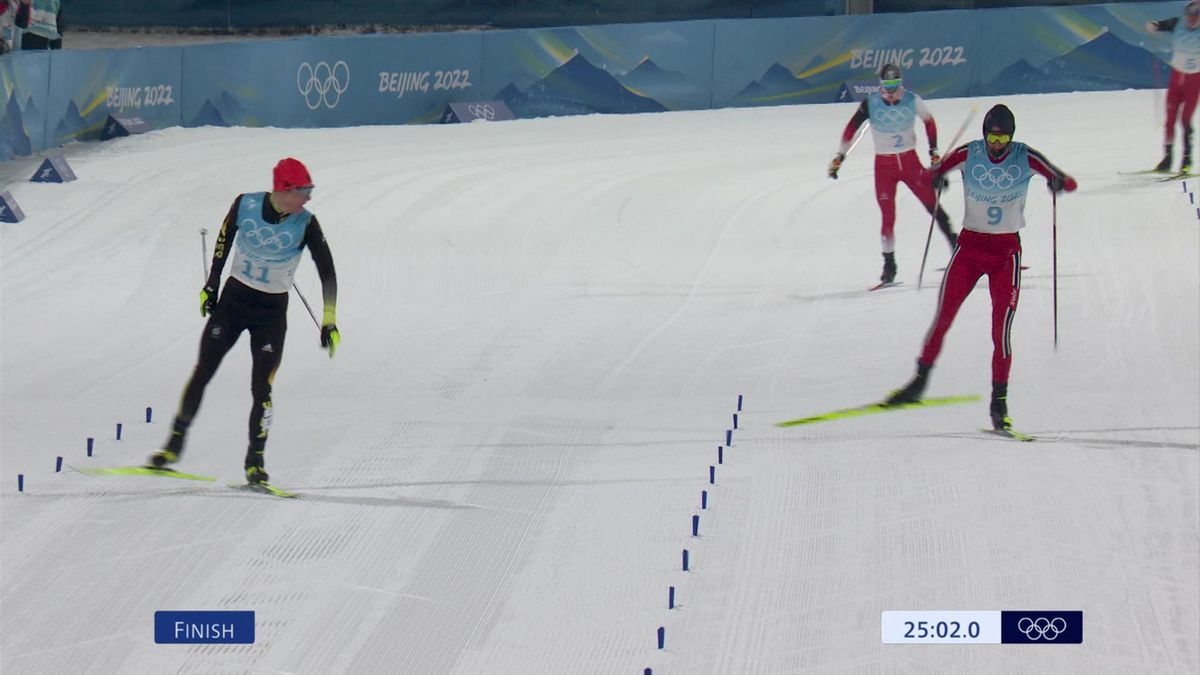 Beijing 2022 -Nordic combined 10km men - Geiger wins the  gold - finish