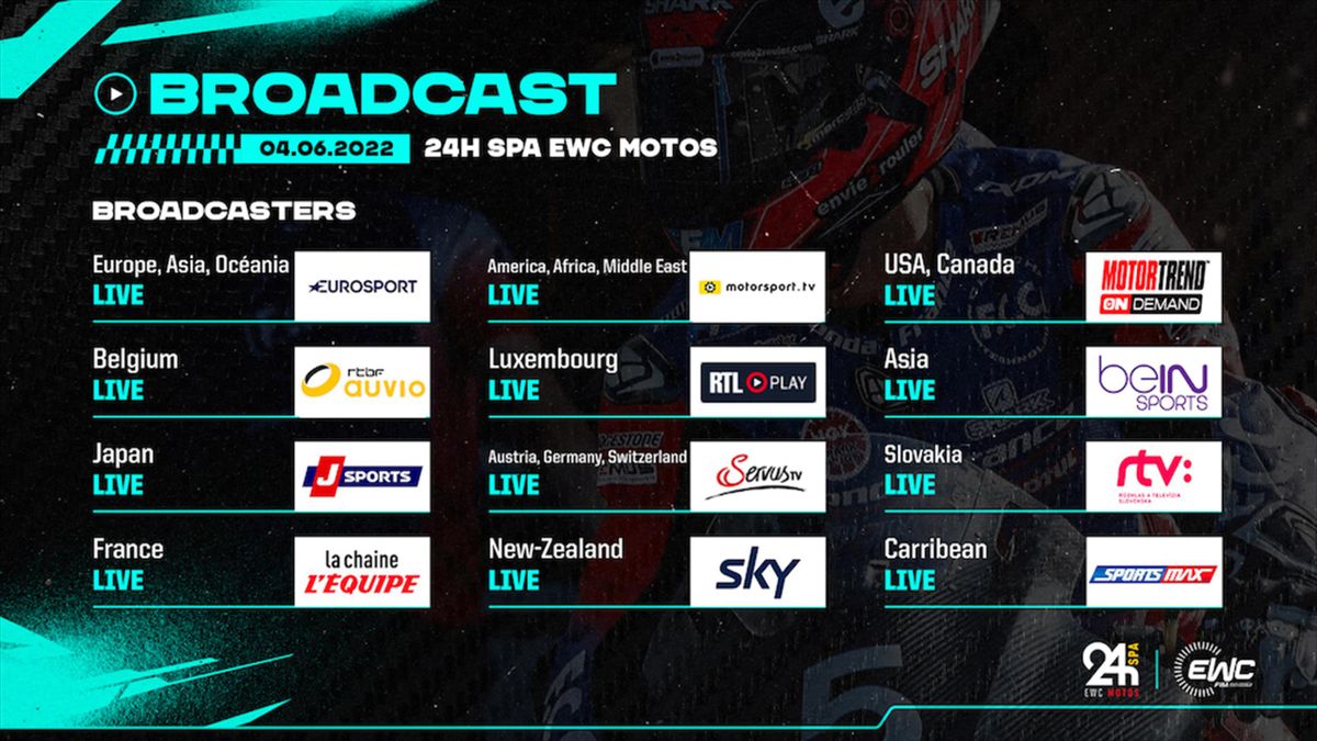 Where to watch the 24H SPA EWC Motos