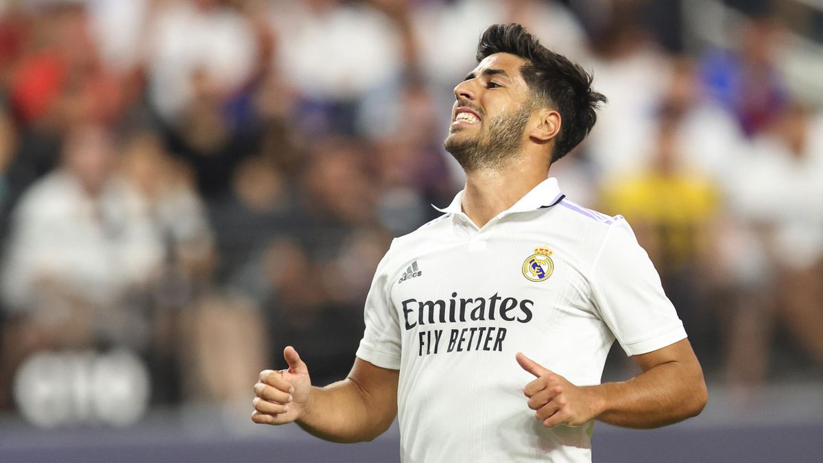 Marco Asensio of Real Madrid during the preseason friendly match between Real Madrid and Barcelona at Allegiant Stadium on July 23, 2022 in Las Vegas, Nevada.