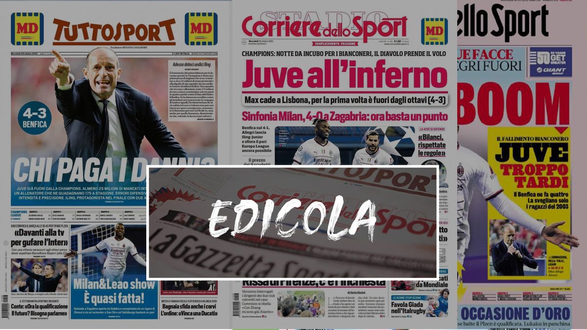Eliminazione Juventus, Chi paga i danni?: la disfatta di Allegri in  edicola. E Di Maria sogna il Rosario - Eurosport