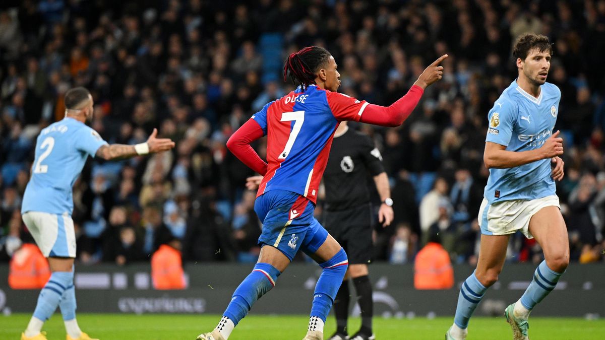 Michael Olise celebrating his equalizer for Crystal Palace against the reigning champions Man City | EPL News | Mania Africa