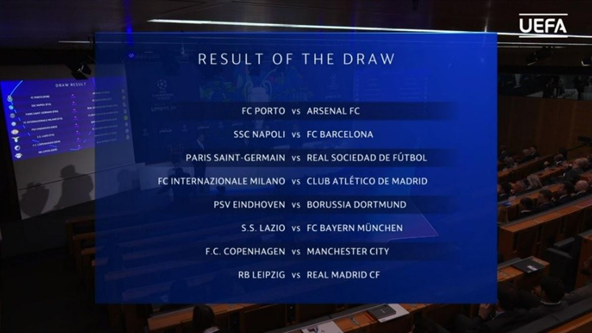 Possible opponents in the Champions League round of 16