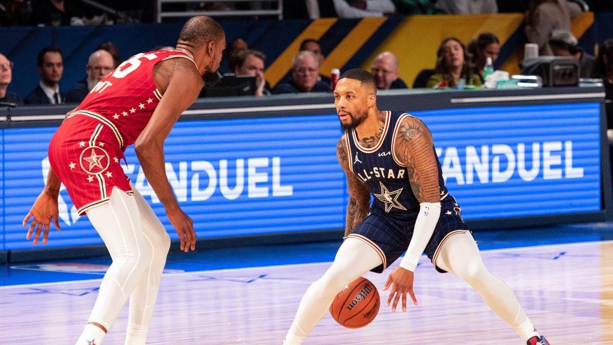 Damian Lillard at the 2024 NBA All-Star⁢ Game in Indianapolis