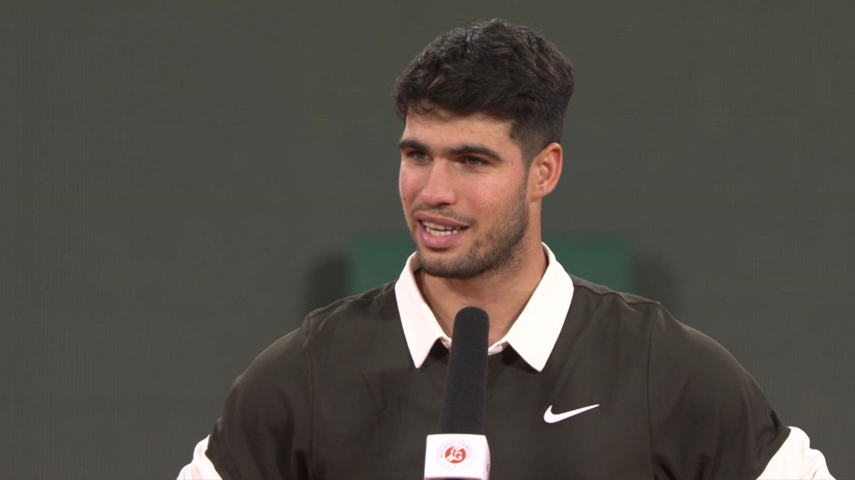 Carlos Alcaraz in action at the French Open