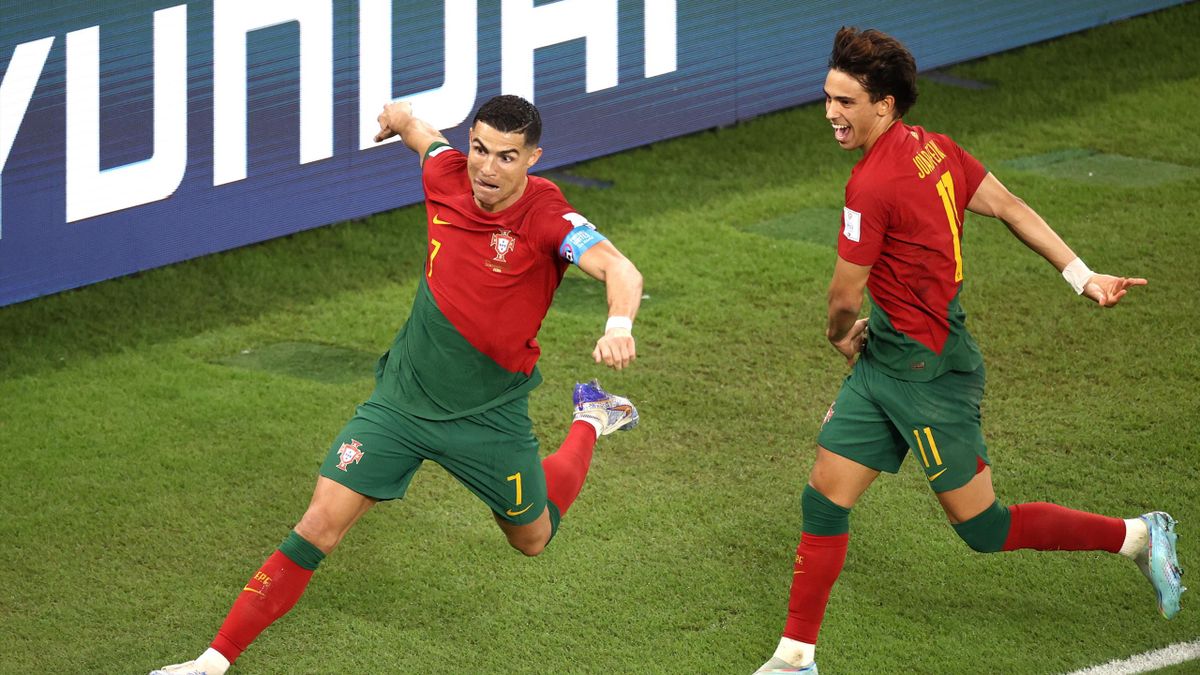 Cristiano Ronaldo et Joao Félix, deux des trois buteurs du Portugal face au Ghana