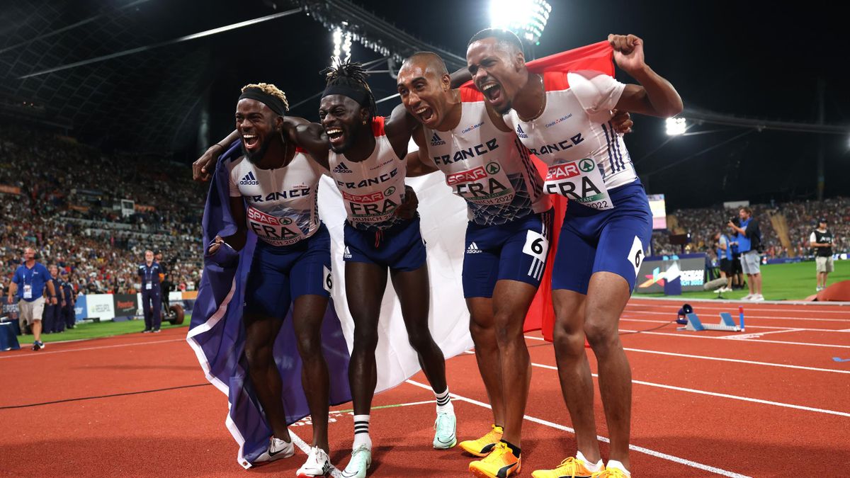 Méba-Mickaël Zézé, Ryan Zézé, Jimmy Vicaut et Pablo Matéo : le relais 4x100 m en argent aux Championnats d'Europe 2022 d'athlétisme