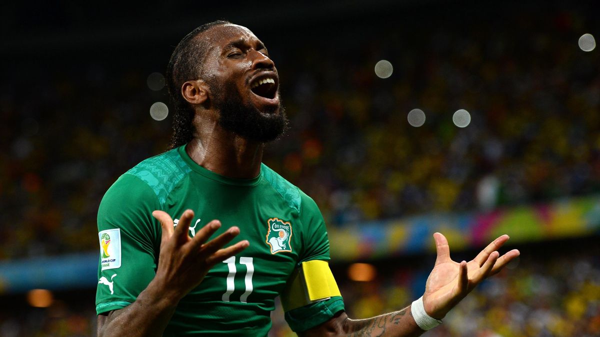 Didier Drogba esulta dopo un gol in Grecia-Costa d'Avorio - Mondiali 2014