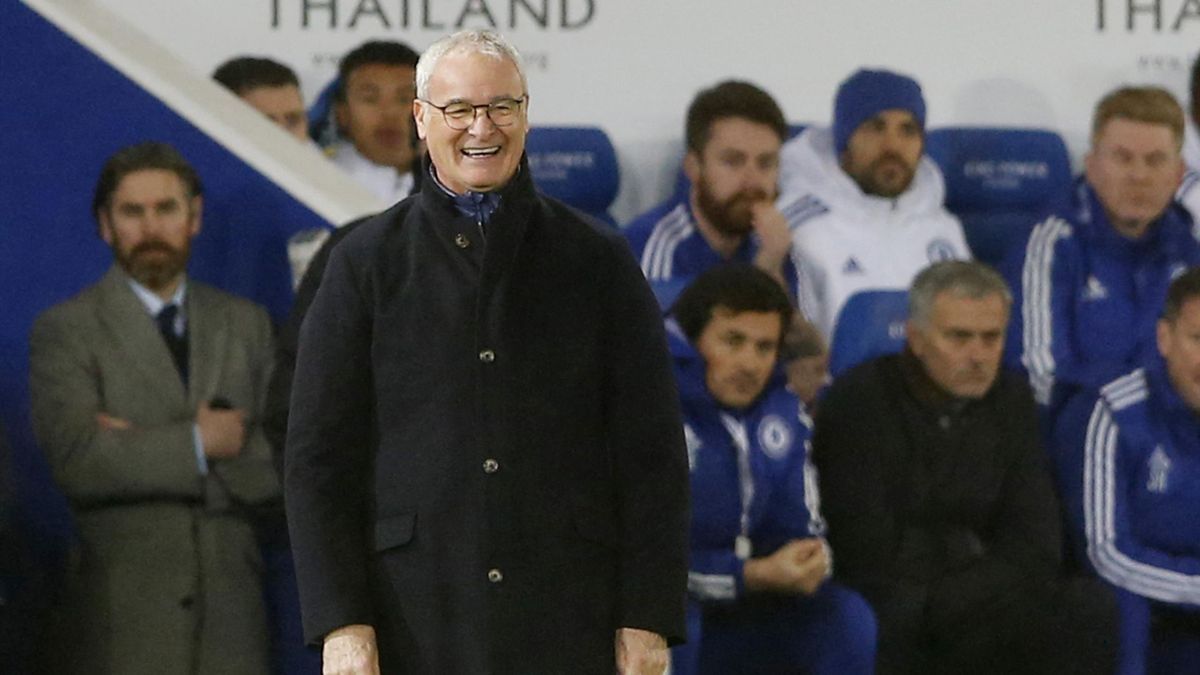 Leicester boss Claudio Ranieri looks delighted