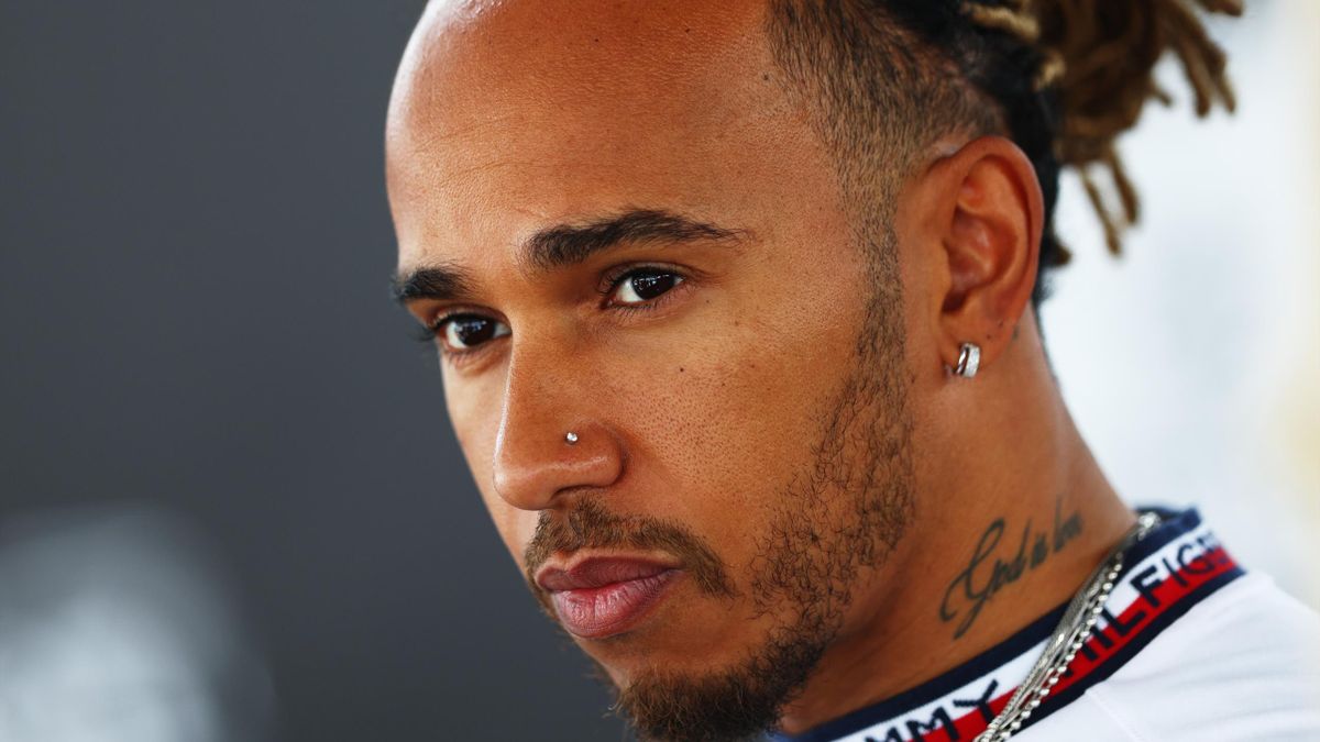 Lewis Hamilton of Great Britain and Mercedes talks to the media in the Paddock prior to practice ahead of the F1 Grand Prix of Canada at Circuit Gilles Villeneuve on June 17, 2022 in Montreal, Quebec