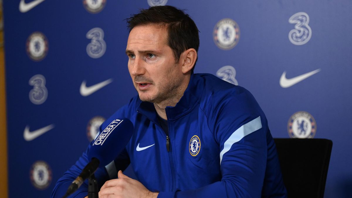 Frank Lampard of Chelsea during a press conference at Chelsea Training Ground on January 8, 2021 in Cobham, England.