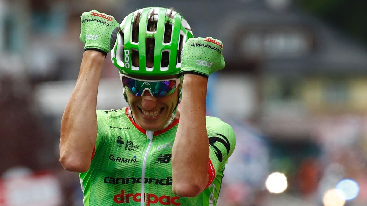 France's Pierre Rolland of team Cannondale-Drapac celebrates