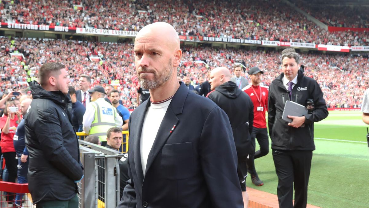 Manager Erik ten Hag walks out ahead of the Premier League match between Manchester United and Brighton & Hove Albion at Old Trafford on August 07, 2022 in Manchester, England.