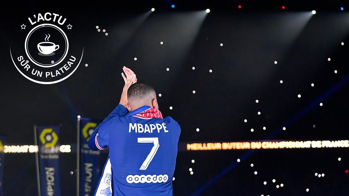 Mbappé lors des célébrations du titre de champion de France, le 21/05/2022