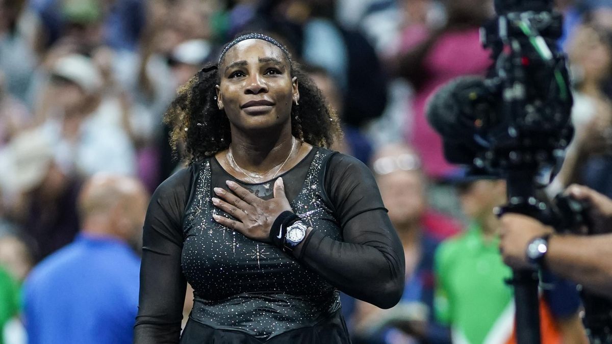 Serena Williams of United States greets the crowd after being defeated by Ajla Tomlijanovic of Australia during the Women's Singles Third Round match at the US Open 2022