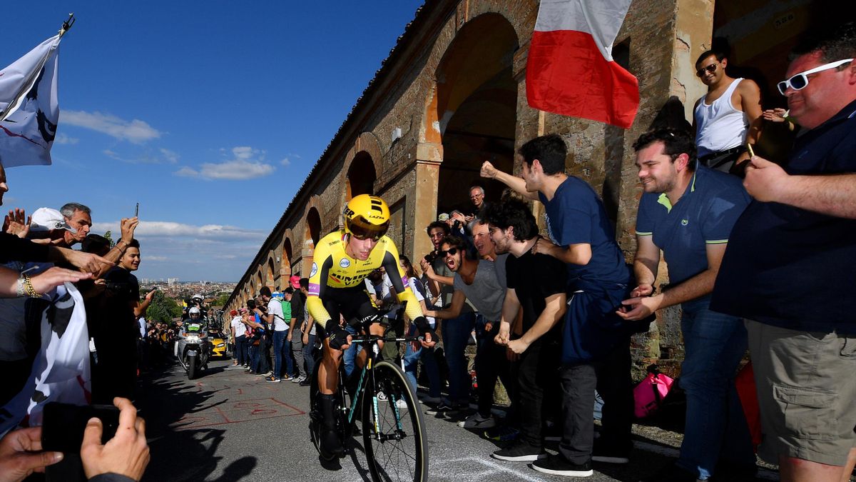 BOLOGNA, ITALY - MAY 11: Primoz Roglic of Slovenia and Team Jumbo - Visma / Public / Fans / during the 102nd Giro d'Italia 2019, Stage 1 a 8km Individual Time Trial from Bologna to San Luca-Bologna 274m / ITT / Tour of Italy / #Giro / @giroditalia / on Ma