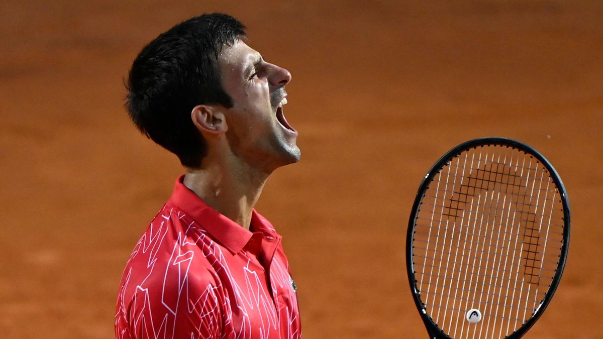 Novak Djokovic celebrates winning the Rome Masters