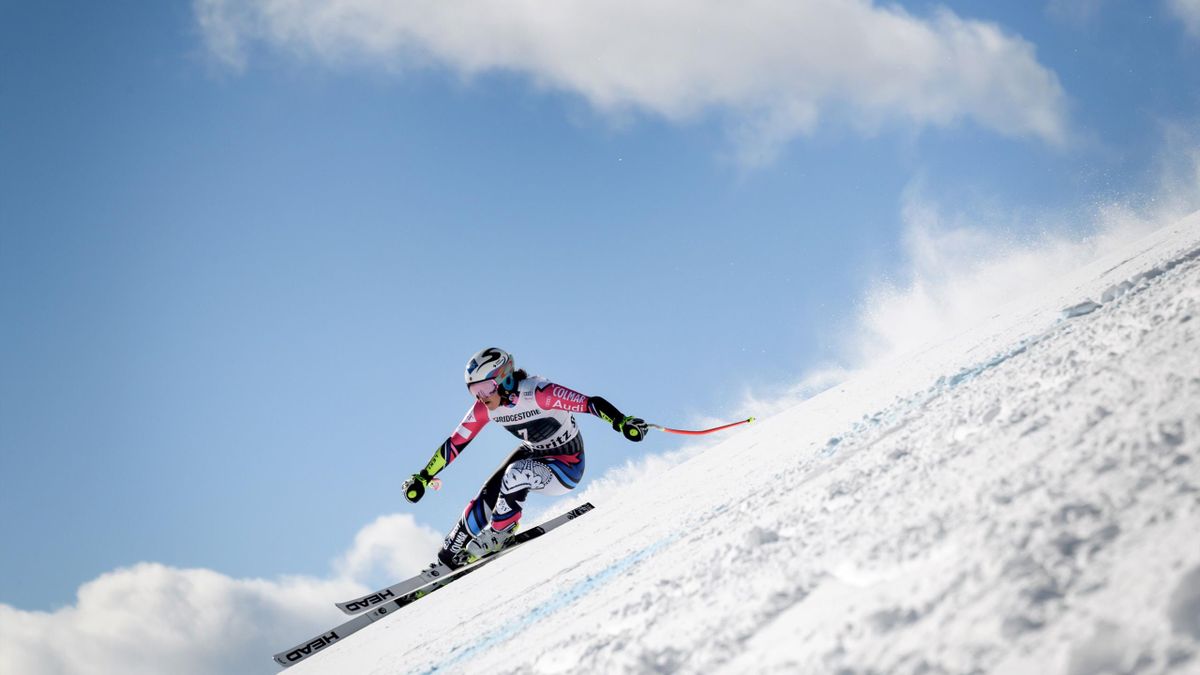 Liechtenstein's Tina Weirather competes in the Women's Super G race during the FIS Alpine Ski World Cup on December 8, 2018, in Saint Moritz.
